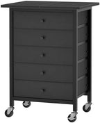 MAHANCRIS 5 Drawer File Cabinet,Rolling Filing Chest Cabinet with Wheels, Under Desk Storage Organizer, Printer Stand with Non-Woven Fabric Drawer, for Home Office, Study, Black FCBK4801 by MAHANCRIS