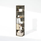 Furinno Reed Corner Shelf, 5-Tier Corner Bookshelf, Book Shelf, Corner Shelves, Storage Rack, for Organization and Storage, Home Office, Living Room, French Oak - Image 5