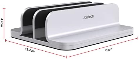 JOKItech Double Aluminum Laptop Vertical Stand Organizer, Sturdy Notebook Computer Holder Stand Compatible with New Liquid Retina XDR Apple MacBook Air/Pro/Neo, Mac mini, Apple TV & iPad Pro - Silver - Image 4