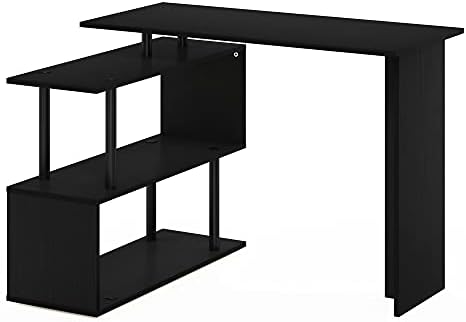 Furinno Moore L-Shape Computer Desk with 3-Tier Shelves, Americano - Image 6