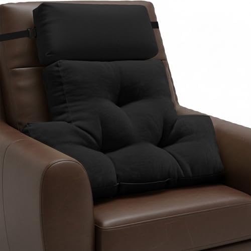 2 Piece Neck Pillow and Lumbar Support Back Cushion Set for Recliner, Black - Image 6