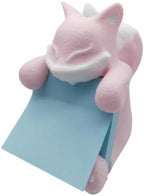 Animal Fox Sticky Note Dispenser Pop-up Notes Holder for Desk Home Office School Classroom, 3x3 in, Pink, C13 by RhyNSky