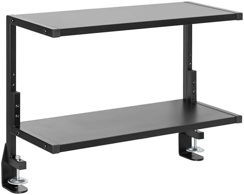 VIVO Black Clamp-on 24 inch 2-Tier Desk Shelf, STAND-SHELF24C by VIVO