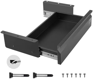 VEVOR Under Desk Drawer Slide Out, 16 inch Attachable Desk Drawer for Sit Stand Workstation, Hidden Under Counter Drawers for office Home, Black by VEVOR