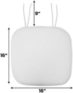 Sweet Home Collection Chair Cushion Memory Foam Pads with Ties Honeycomb Pattern Slip Non Skid Rubber Back Rounded Square 16" x 16" Seat Cover, 2 Pack, White - Image 3