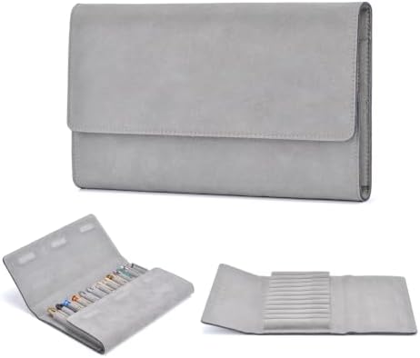 12 Suede Leather Fountain Pen Case Portfolio Divider Slot, Magnetic Closure by LanxiviDirect