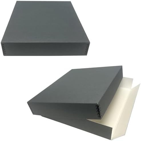 Lineco Drop Front Archival Storage Box, 14.75x18.75x3 in, Gray, 2 Pack by Lineco