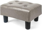 BRIAN & DANY Small Foot Stool, Leather Foot Stools with Legs, Stable Small Footstool for Living Room, Charcoal Gray by BRIANDANY