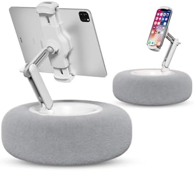 Viozon Tablet Stand Pillow, Compatible with 4.7"-13" Phone/Tablet, iPad, iPhone, Samsung, Google, Kindle, 360°Adjustable Phone Holder for Bed with Soft Plush Fabric, and Detachable Bowl, Grey by viozon