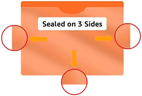 Orange Plastic Folders with Closed Sides, Doctor Stuff, Letter Size, Pack of 50 Clear Front Top Loading Job Jacket, Documents Holder for Office and Medical Files, Pack of 50 - Image 3