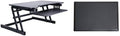 Rocelco 32" Height Adjustable Standing Desk Converter with Anti Fatigue Mat BUNDLE - Sit Stand Up Dual Monitor Riser - Computer Workstation - Large Retractable Keyboard Tray - Black (R ADRB-MAFM) by Rocelco
