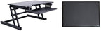 Rocelco 32" Height Adjustable Standing Desk Converter with Anti Fatigue Mat BUNDLE - Sit Stand Up Dual Monitor Riser - Computer Workstation - Large Retractable Keyboard Tray - Black (R ADRB-MAFM) by Rocelco