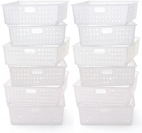 Geetery 12 Pack Classroom Storage Baskets with Handle,Clear by Geetery