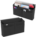 2 Pack Desk Side Hanging Organizer, Adhesive Storage Bag with Pockets for Magazine Ipad Notebook, for End Tables Home Office Desks Computer Workstations Dressing Table, Black by Joyytuu