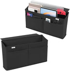 2 Pack Desk Side Hanging Organizer, Adhesive Storage Bag with Pockets for Magazine Ipad Notebook, for End Tables Home Office Desks Computer Workstations Dressing Table, Black by Joyytuu
