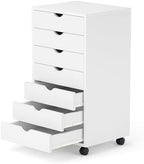 7 Drawer Chest, Storage Cabinet Dressers with Wheels, Dressers Storage Cabinets, Dresser Mobile Cabinet with Wheels, Room Organizer, Small Drawers Wood Organization Furniture for Office, Home, White by SimpleDeluxe