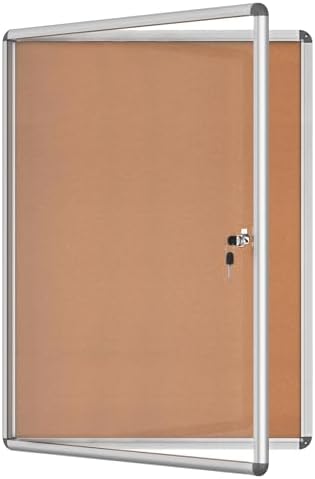 Mifuro 38"x28" Enclosed Bulletin Board, Lockable Weather-Resistant Aluminum Cork Noticeboard for School & Office, Silver Frame w/Cork by MifuroOfficeProduct