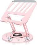 Upgraded Pink Swivel Laptop Stand - 360° Rotating Base & Foldable|Cute Cat Patterns for Healing Vibe|Fits MacBook & 13-15" Laptops|Ideal for Desk Work,Office,Travel,Home,Painting by ZSAUTHREE