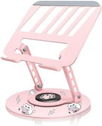 Upgraded Pink Swivel Laptop Stand - 360° Rotating Base & Foldable|Cute Cat Patterns for Healing Vibe|Fits MacBook & 13-15" Laptops|Ideal for Desk Work,Office,Travel,Home,Painting by ZSAUTHREE