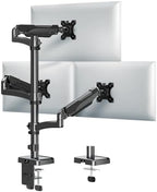 MOUNTUP Triple Monitor Mount for Max 32 Inch Screen, Each Arm Holds 4.4-17.6lbs, 3 Monitors Desk Mount, Triple Monitor Stand for Desk, Adjutable Triple Monitor Arm with Clamp/Grommet Base by MOUNTUP