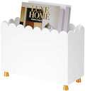Acrylic Magazine Holder, Magazine Rack Floor,Sleek White Stylish Organizer with Luxe Gold Metal Feet and Wave Edge Design Space Saving Storage for Books Newspapers Office Supplies,Home Office(White) by TOCEMEI