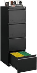 Guizeeopo Metal File Cabinet with Lock, Vertical 4 Drawer File Cabinets for Home Office, Heavy Duty Office Storage Cabinet for A4/Letter/Legal Size, Assembly Required(Black) by GUIZEEOPO