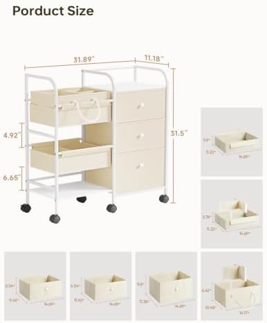2in1 Baby Diaper Caddy Organizer and Storage Cart with Dividers and Drawers - Image 2