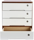 4 Drawers Wooden Desktop Storage Box W/Lockable Drawers,16 In H Office Supplies File Organizer, Flat File Cabinet,Wood Rail & Curved Handle For Dresser Tabletop. (Walnut + White) by DEIGEHJRE