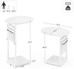Vagusicc C Shaped End Table, Adjustable Height Small Side Table for Couch and Recliner, 32" Tall Couch Side Table Slide Under Sofa Tray Desk with Storage Bag for Living Room and Bedroom, White - Image 3