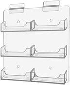 Marketing Holders 2 Pack Slatwall Business Card Holder 6 Pocket Organizer for Displaying 3.5" x 2" Contact Cards at Trade Shows and Expos Clear Acrylic Space Saving Rack by MarketingHolders