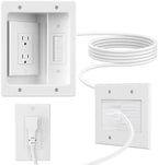 in Wall Cable Concealer Kit with Brush Wall Plate,Recessed Outlet Box,9ft Cord,2 Gang Pass Through Wire Hider for TV Cable Management,HDMI Cables and Home Theater Systems by Unknown