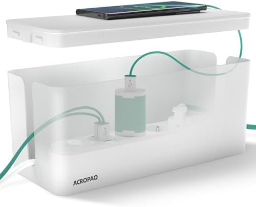 ACROPAQ Cable Box Medium White, Cable Organiser for Hiding Cable (32 x 13.2 x 12.7 cm), Desk Organiser - Cable Management Box for Order in the Office and Home Office by Unknown