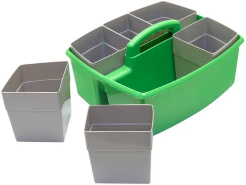 Storex Large Classroom Craft Caddy with Cups, 13 x 11 x 6.575 Inches, Green, Case of 2 (00983A02C) - Image 4