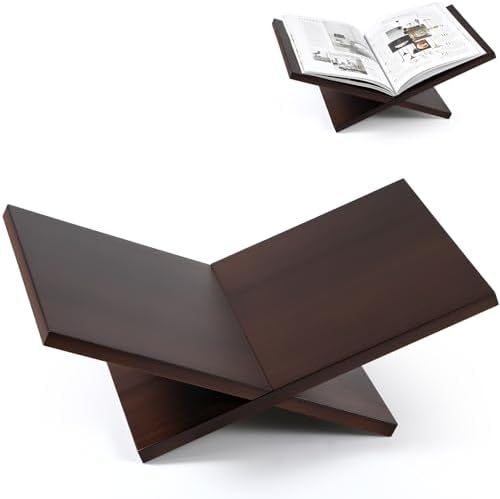 Honoson Open Display Wood Book Stand x Shaped Holder for Bible, Dark Walnut by Honoson