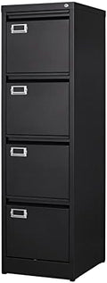 BYNSOE 4 Drawer File Cabinet with Lock Metal Vertical File Cabinet Office Home Vertical File Cabinet for A4 Legal/Letter Size Narrow File Cabinet Locked,Assembly Required by BYNSOE