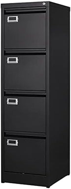BYNSOE 4 Drawer File Cabinet with Lock Metal Vertical File Cabinet Office Home Vertical File Cabinet for A4 Legal/Letter Size Narrow File Cabinet Locked,Assembly Required by BYNSOE