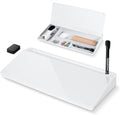Glass Desktop Whiteboard with Storage 15" x 7" Desk Dry Erase Board with Marker & Eraser Compact Desk Organizer Computer Keyboard Stand Desk Board Buddy for Office, Home, School by ZNCMRR