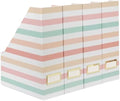 BLU MONACO | Cardboard Magazine File Holder Set of 4 | Vertical Magazine File Holder with Gold Label Slots | Standing File Holder and Cardboard Bins for Shelves Desk Classroom by Blu_Monaco