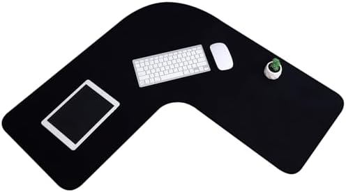 L Shaped Desk Mat Large Corner Mouse Pad Waterproof Curved Desk Mat, Black by Amylove