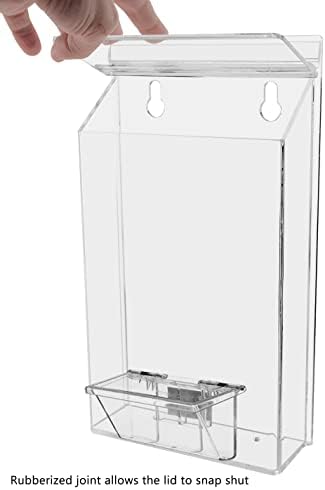Marketing Holders Outdoor Brochure Holder with Lid Holds 6" x 9" Bifold Advertisements and 3.5" x 2" Business Cards Clear Acrylic Wall Box with Lid Includes Adhesive Strips and Take One Sticker - Image 3