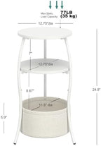 sthemc 3-Tier Small Round End Table Livingroom with Basket for Small Places - Image 3
