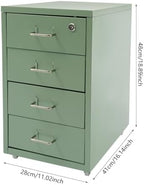 4 Drawer Vertical File Cabinet, Beige Metal File Cabinet with Lock(Green) - Image 3
