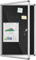 Mifuro 36"x24" Enclosed Bulletin Board, Lockable Weather-Resistant Aluminum Cork Noticeboard for School & Office, Silver Frame w/Black Flet by MifuroOfficeProduct