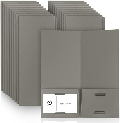 Henoyso 50 Pcs 4 x 9 Inch Mini Presentation Folders 2 Pocket, Grey by Henoyso