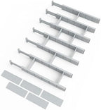 SpaceAid Bamboo Drawer Dividers with Inserts and Labels, Kitchen Adjustable Drawer Organizers, Expandable Organization for Home, Office, Dressers, 7 Dividers with 15 Inserts (17"-22" Gray) by SpaceAid