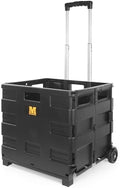 MaxWorks 51051 Collapsible Black Rolling Folding Dolly Cart for Teachers - Multi-Functional Dolly with Extra Storage Durable Wheels and Easy-to-Fold Design for Classroom Office Shopping - Without Lid by MaxWorks