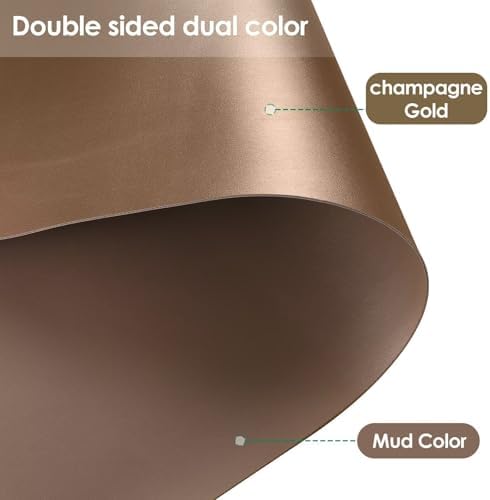 Round Table Pad, 1.8mm Thick, Dia.54 Inch, Leather Table Cover, Dining Table Protector, Table Top Protector (Dia.54, Mud Color + Champagne Gold) - Image 2