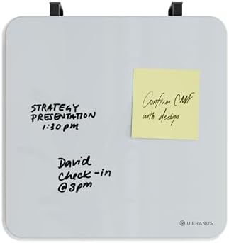 U Brands Glass Dry Erase Whiteboard, 12" x 12", Magnetic Surface, White - Image 3
