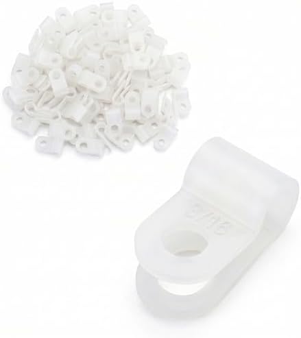 BAOMAIN 3/16-Inch R-Type Cable Clamps, 1000-Pack Wire Nylon Wire Management Clips, UC-0.5 Screw-On Cord Fasteners for Home, Office, and Industrial Use by Baomain