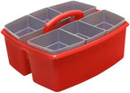 Storex Large Classroom Caddy with Cups, 13 x 11 x 6.575 Inches, Red, Case of 2 (00981A02C) - Image 3